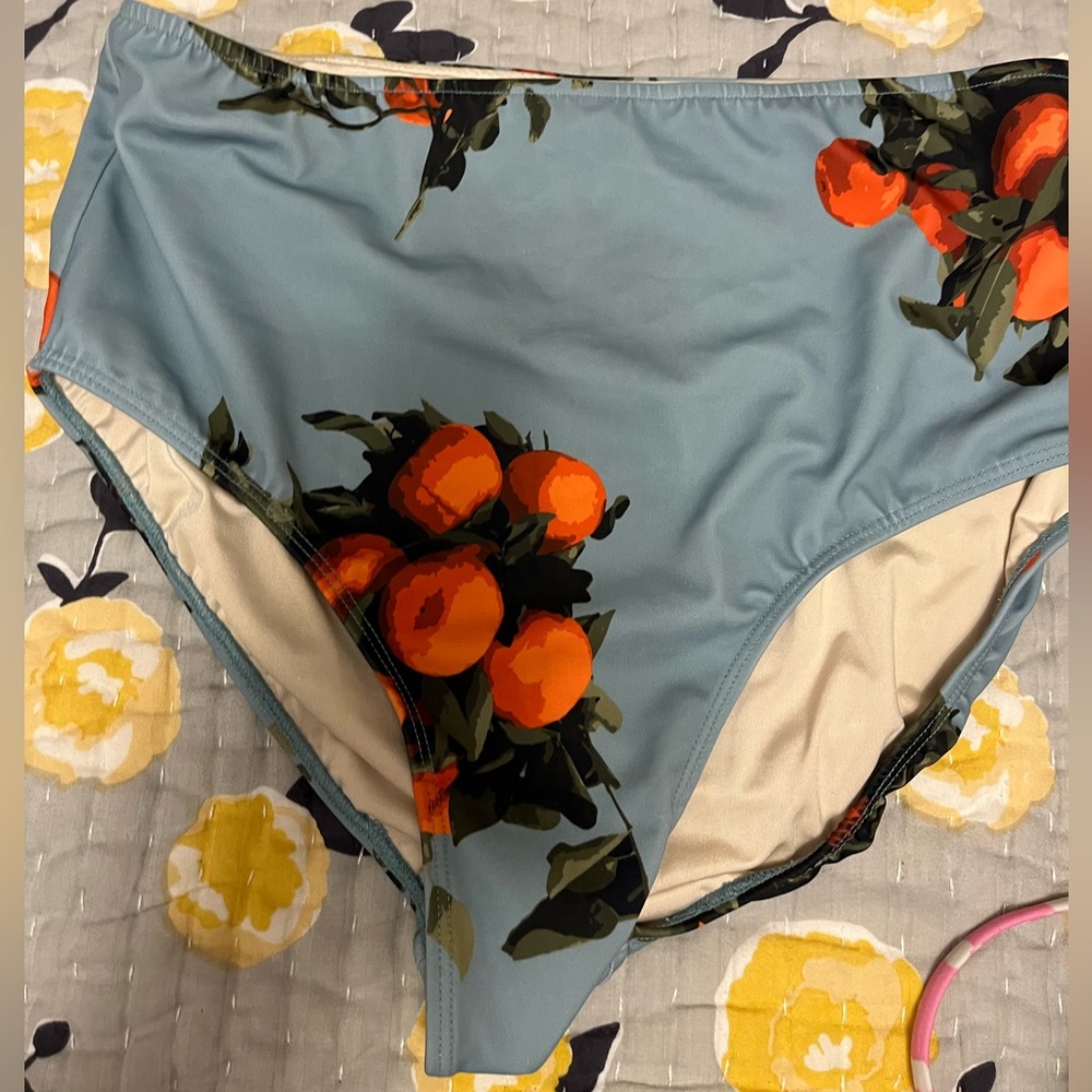 Albion Blue and Orange Bikini Bottoms with Floral Print